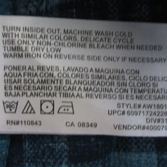 l.e.i. WOMEN'S JUNIOR'S SIZE S TOP NAVY BLUE & TEAL PLAID TUNIC MARIBETH SS NWT - Picture 11 of 12